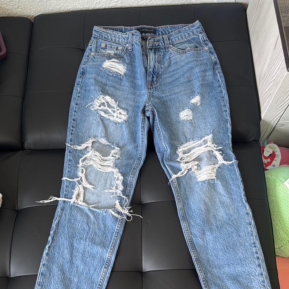 Distressed Blue Jeans